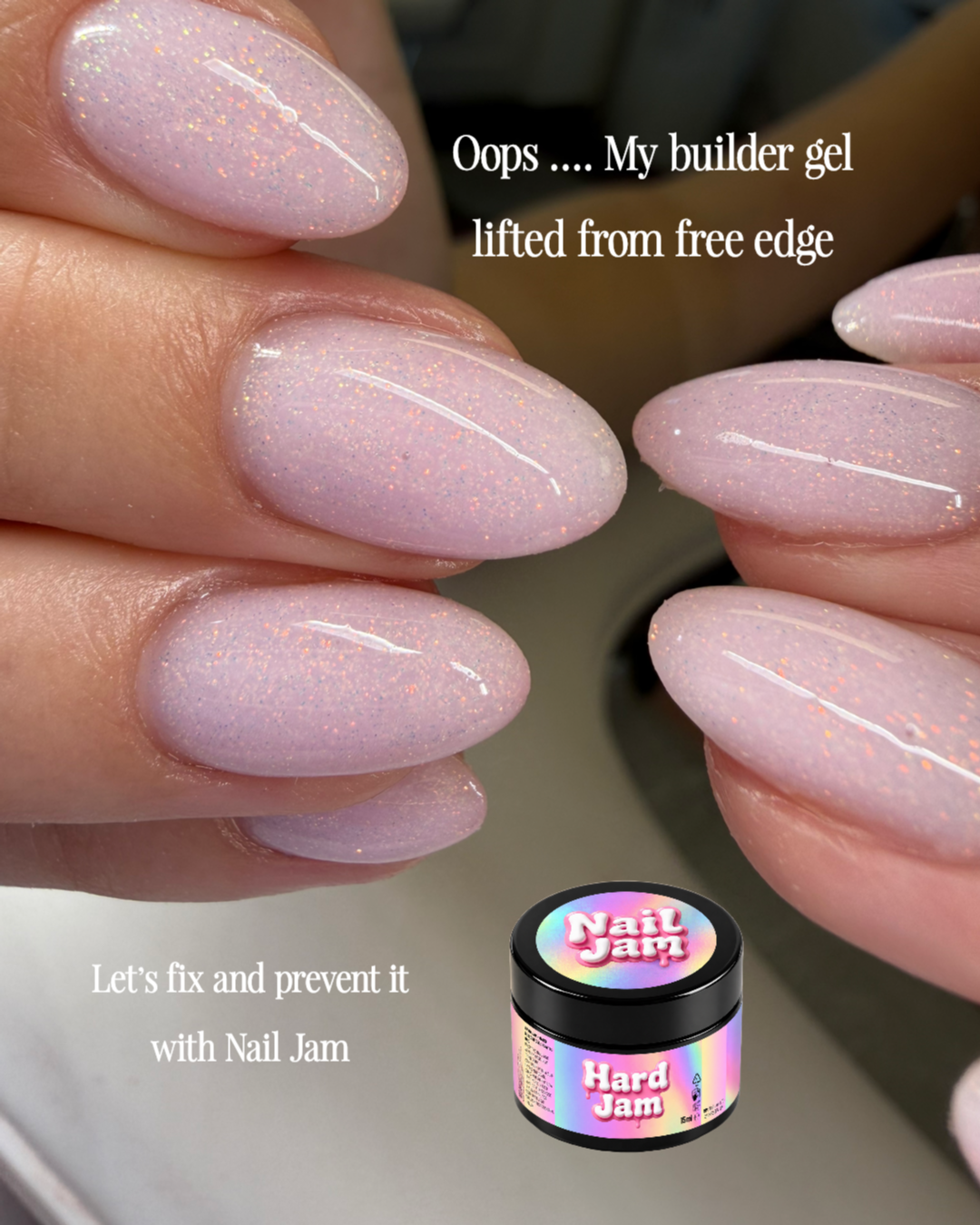 Ooops .. my builder gel lifted from free edge. Here is How to fix it and prevent it with Nail Jam