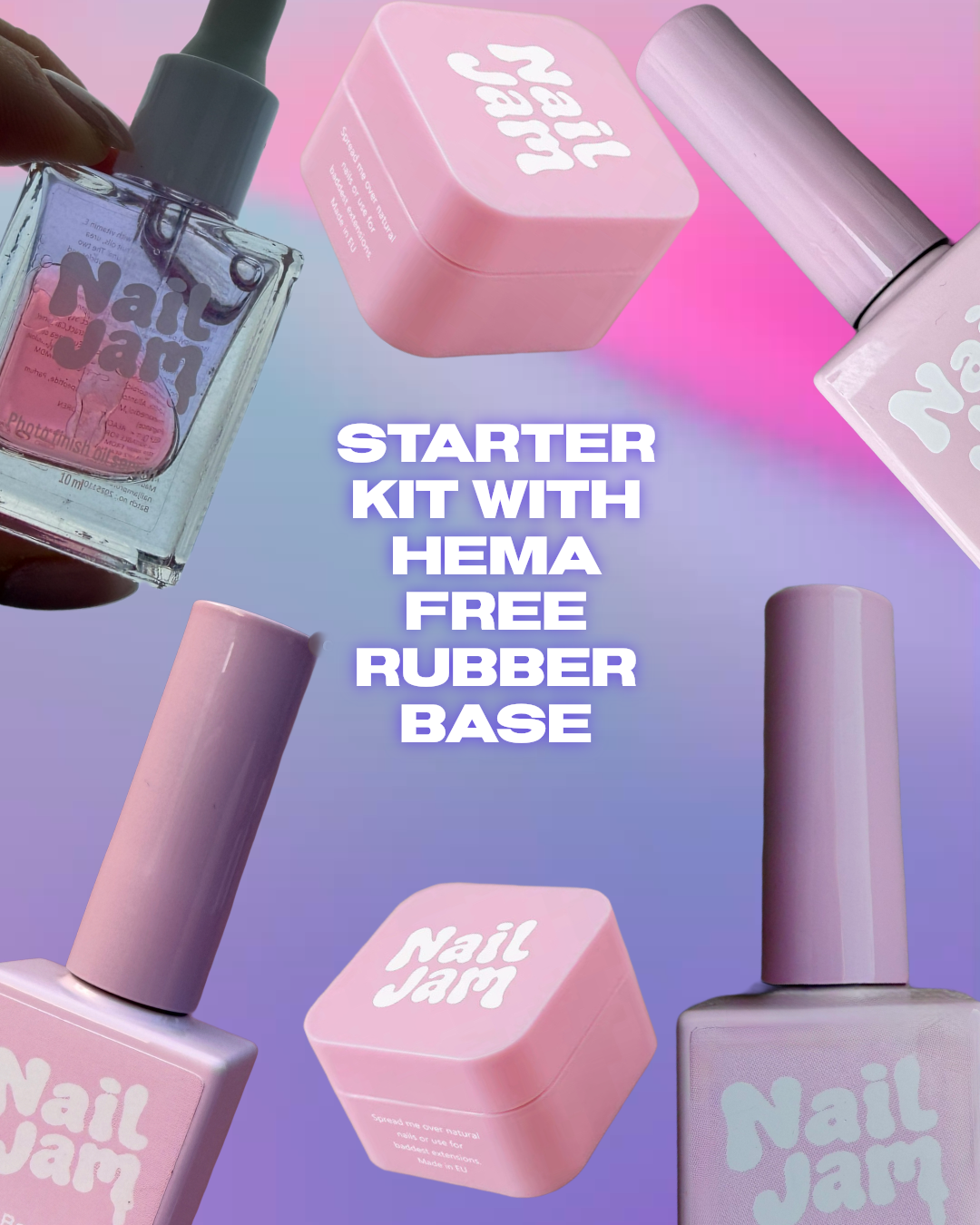Hybrid Gel starter kit  with HEMA Free Rubber Base